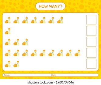 How many counting game with mosque. worksheet for preschool kids, kids activity sheet, printable worksheet