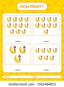 How many counting game with mosque. worksheet for preschool kids, kids activity sheet, printable worksheet