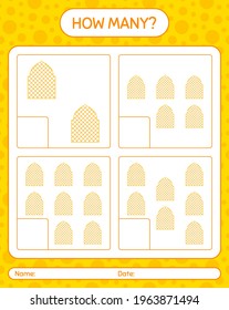 How many counting game with mosque. worksheet for preschool kids, kids activity sheet, printable worksheet