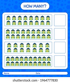 How many counting game with mosque. worksheet for preschool kids, kids activity sheet, printable worksheet