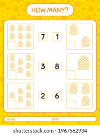 How many counting game with mosque. worksheet for preschool kids, kids activity sheet, printable worksheet