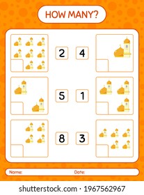 How many counting game with mosque. worksheet for preschool kids, kids activity sheet, printable worksheet