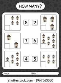 How many counting game with mosque. worksheet for preschool kids, kids activity sheet, printable worksheet