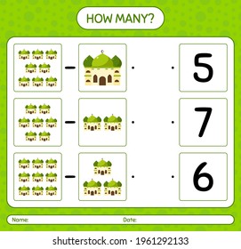 How many counting game with mosques. worksheet for preschool kids, kids activity sheet, printable worksheet