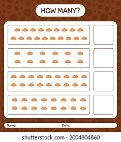 How many counting game with mushroom. worksheet for preschool kids, kids activity sheet, printable worksheet