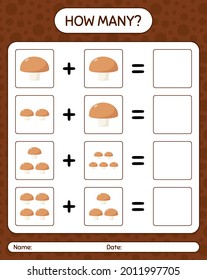 ¿Cuántos juegos de conteo con hongos? hoja de trabajo para niños de preescolar, hoja de actividades para niños, hoja de trabajo imprimible