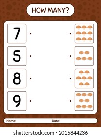 How many counting game with mushroom. worksheet for preschool kids, kids activity sheet, printable worksheet