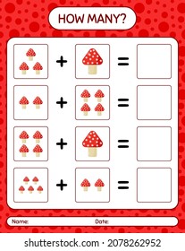 ¿Cuántos juegos de conteo con hongos? hoja de trabajo para niños de preescolar, hoja de actividades para niños