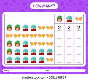 How many counting game with namaobjek. . worksheet for preschool kids, kids activity sheet