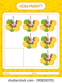 How many counting game with nance. worksheet for preschool kids, kids activity sheet, printable worksheet