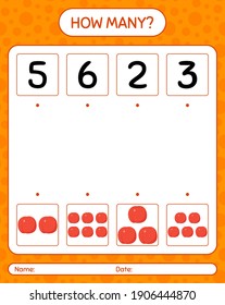 How many counting game with nectarine. worksheet for preschool kids, kids activity sheet, printable worksheet
