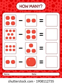 How many counting game nectarine. worksheet for preschool kids, kids activity sheet, printable worksheet