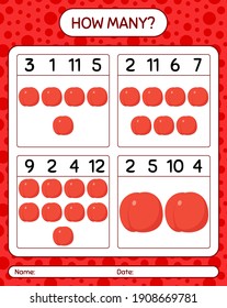 How many counting game with nectarine. worksheet for preschool kids, kids activity sheet, printable worksheet