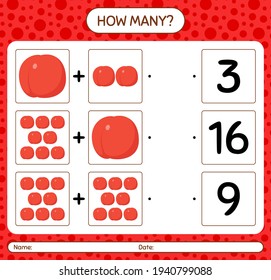 How many counting game with nectarine. worksheet for preschool kids, kids activity sheet, printable worksheet