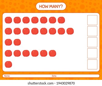 How many counting game with nectarine worksheet for preschool kids, kids activity sheet, printable worksheet