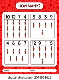 How many counting game with nutcracker. worksheet for preschool kids, kids activity sheet