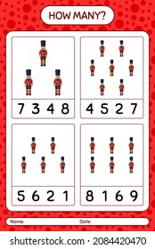 How many counting game with nutcracker. worksheet for preschool kids, kids activity sheet