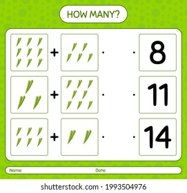 How many counting game with okra. worksheet for preschool kids, kids activity sheet, printable worksheet