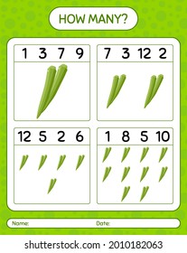 How many counting game with okra. worksheet for preschool kids, kids activity sheet, printable worksheet