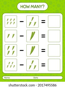 How many counting game with okra. worksheet for preschool kids, kids activity sheet, printable worksheet