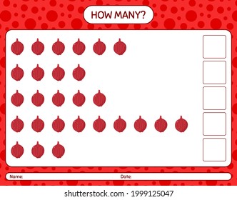 How many counting game with onion. worksheet for preschool kids, kids activity sheet, printable worksheet