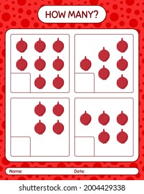How many counting game with onion. worksheet for preschool kids, kids activity sheet, printable worksheet