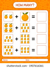 How many counting game with orange. worksheet for preschool kids, kids activity sheet, printable worksheet
