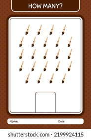 How many counting game with paint brush. worksheet for preschool kids, kids activity sheet