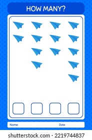 How many counting game with paper plane. worksheet for preschool kids, kids activity sheet