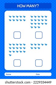 How many counting game with paper plane. worksheet for preschool kids, kids activity sheet