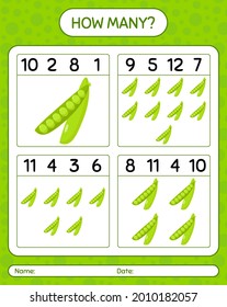 ¿Cuántos juegos de cuenta con guisantes? hoja de trabajo para niños de preescolar, hoja de actividades para niños, hoja de trabajo imprimible