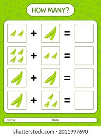 How many counting game with peas. worksheet for preschool kids, kids activity sheet, printable worksheet
