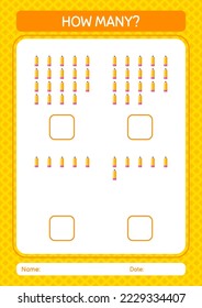How many counting game with pencil. worksheet for preschool kids, kids activity sheet