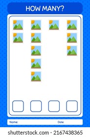 How many counting game with photograph. worksheet for preschool kids, kids activity sheet