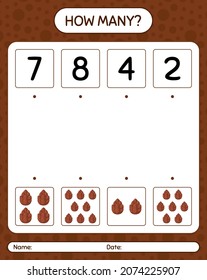 How many counting game with pine cone. worksheet for preschool kids, kids activity sheet