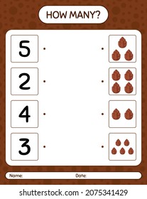 How many counting game with pine cone. worksheet for preschool kids, kids activity sheet