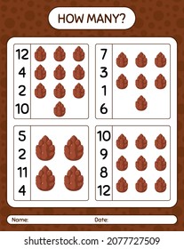 How many counting game with pine cone. worksheet for preschool kids, kids activity sheet