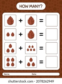 How many counting game with pine cone. worksheet for preschool kids, kids activity sheet