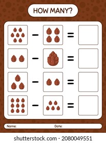 How many counting game with pine cone. worksheet for preschool kids, kids activity sheet