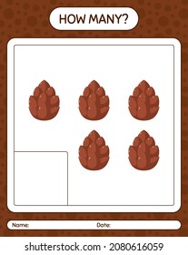 How many counting game with pine cone. worksheet for preschool kids, kids activity sheet