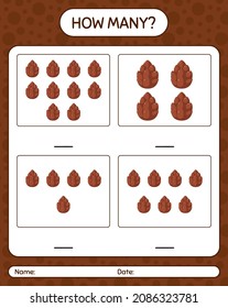 How many counting game with pine cone. worksheet for preschool kids, kids activity sheet