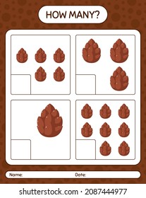 How many counting game with pine cone. worksheet for preschool kids, kids activity sheet