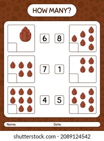 How many counting game with pine cone. worksheet for preschool kids, kids activity sheet