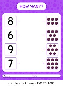 How many counting game with plum. worksheet for preschool kids, kids activity sheet, printable worksheet