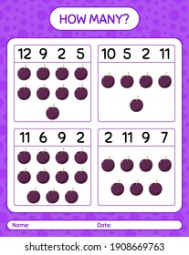 How many counting game with plum. worksheet for preschool kids, kids activity sheet, printable worksheet