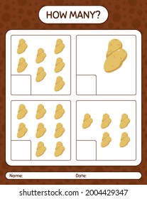 How many counting game with potato. worksheet for preschool kids, kids activity sheet, printable worksheet