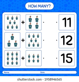How many counting game with praying. worksheet for preschool kids, kids activity sheet, printable worksheet