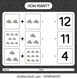 How many counting game with praying. worksheet for preschool kids, kids activity sheet, printable worksheet