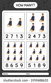 How many counting game with praying. worksheet for preschool kids, kids activity sheet, printable worksheet