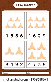 How many counting game with praying. worksheet for preschool kids, kids activity sheet, printable worksheet